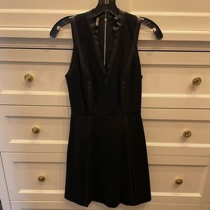 Rebecca Taylor genuine leather trim fit flare dress 0